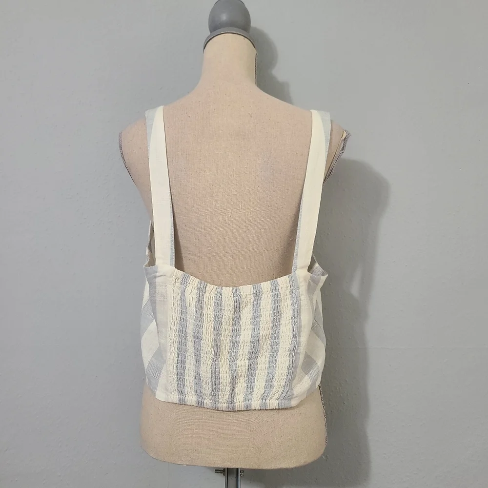 Madewell Linen Blend‎ Abbie Crop Top in Stripe NWOT Size XLarge